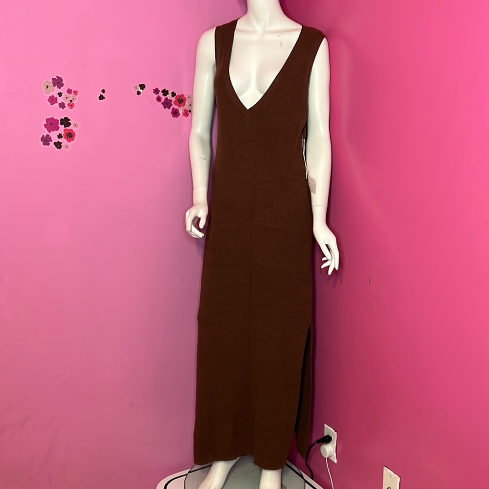 Daily Practice by Anthropologie Slim V-Neck Dress chocolate size medium